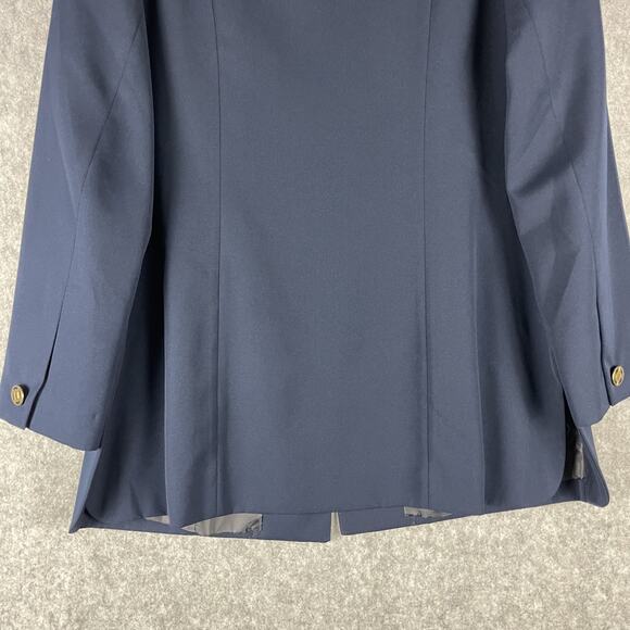 Vintage Lilli Ann Long Blazer Jacket Womens Medium Blue Gold Button Career - Picture 14 of 16
